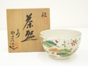 京焼　御所窯　宮本翠浩造　色絵松茶碗（共箱）